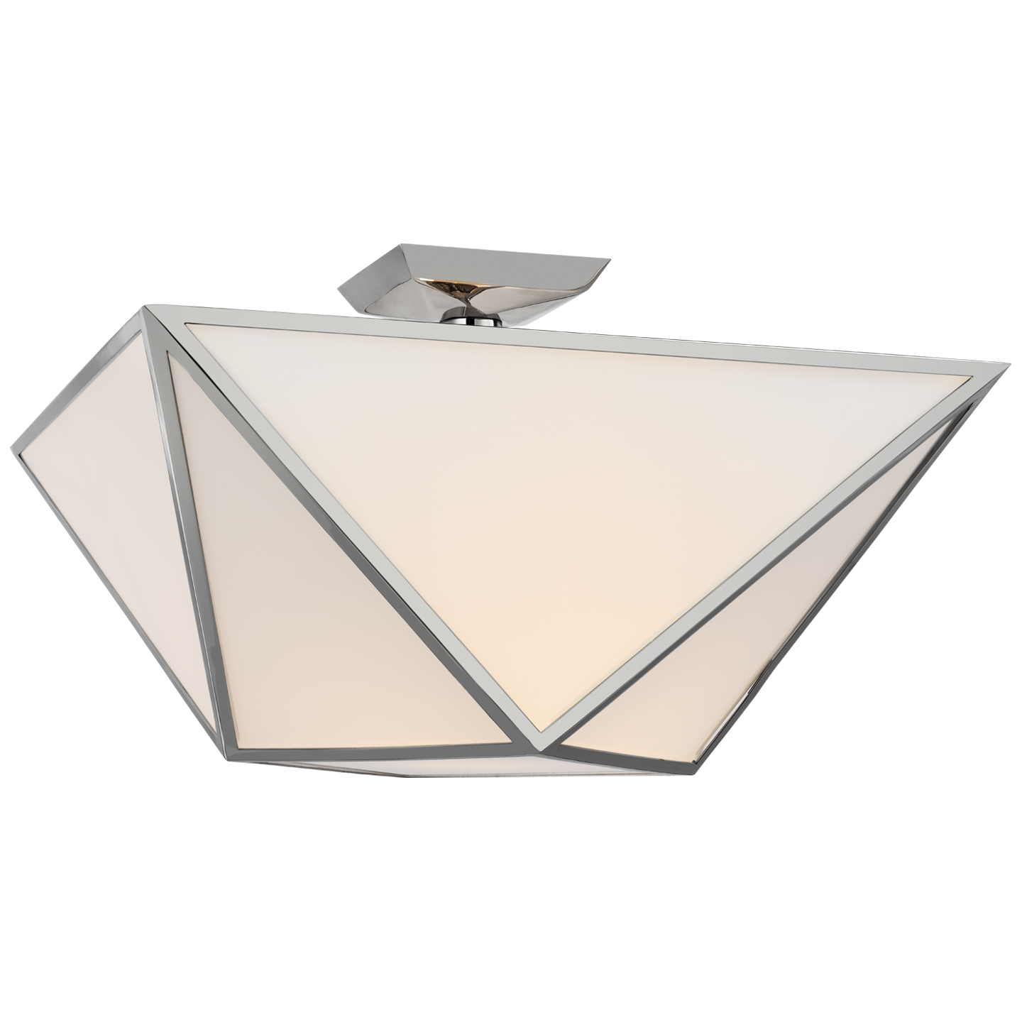 Plafonnier Lorino Large Nickel et Verre blanc