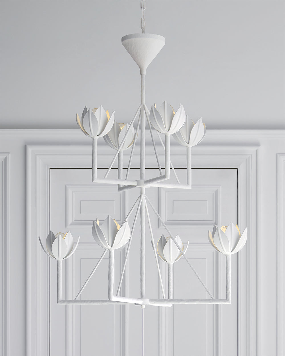 Chandelier Alberto Two Tier Medium Plâtre blanc