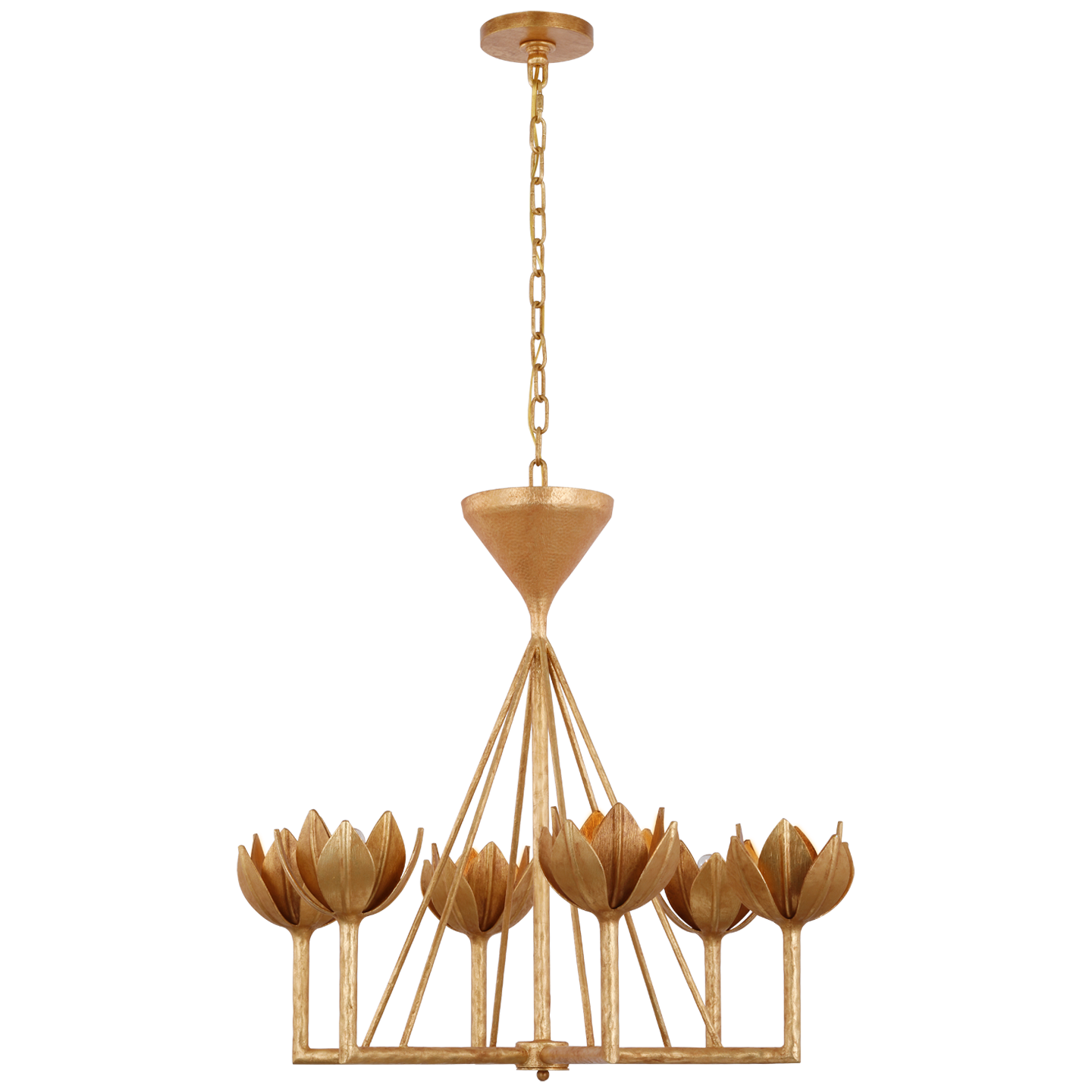 Chandelier Alberto Small Low Ceiling Feuille d'or antique