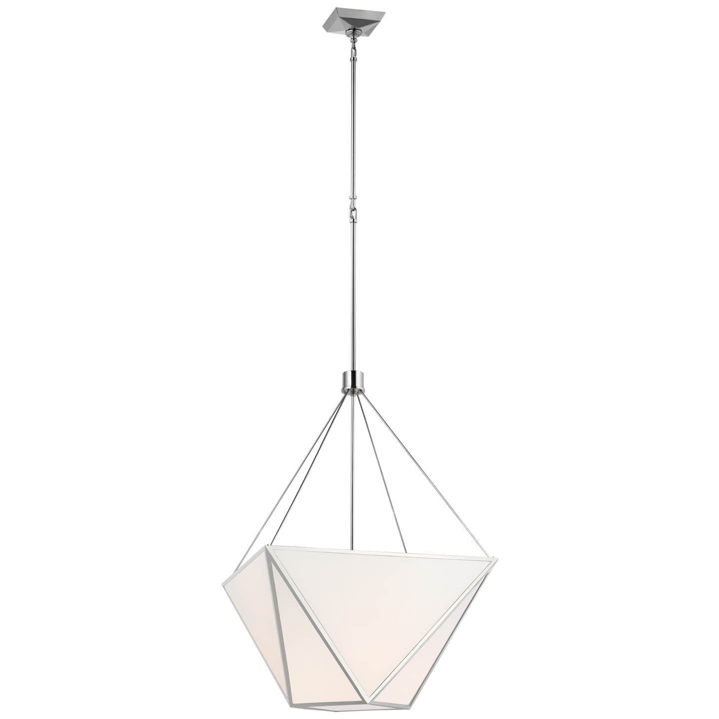 Große Hängeleuchte „Lorino Lantern“ aus Nickel und weißem Glas