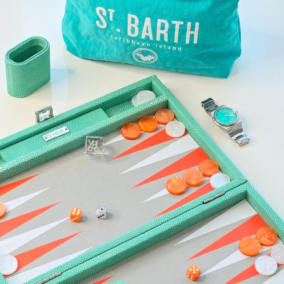 Backgammon Galuchat Jade – Mittel
