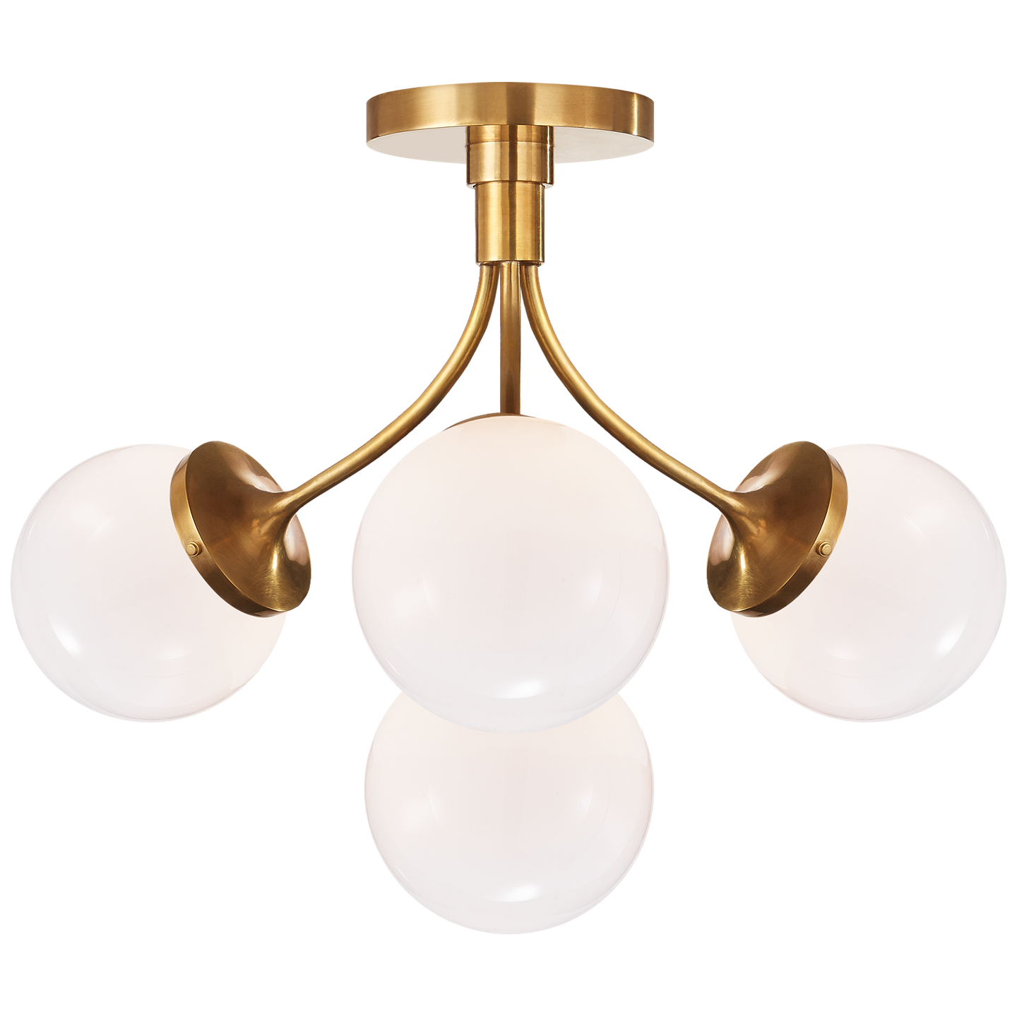 Plafonnier Prescott Medium Laiton Verre Blanc