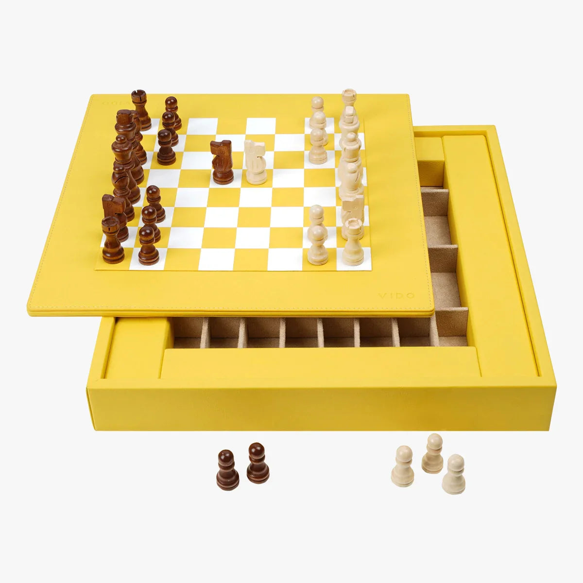 VIDO Luxury Chess Box Yellow Vegan Leather