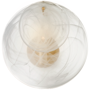 Kleine Loire-Wandleuchte, Messing, weißes geripptes Glas