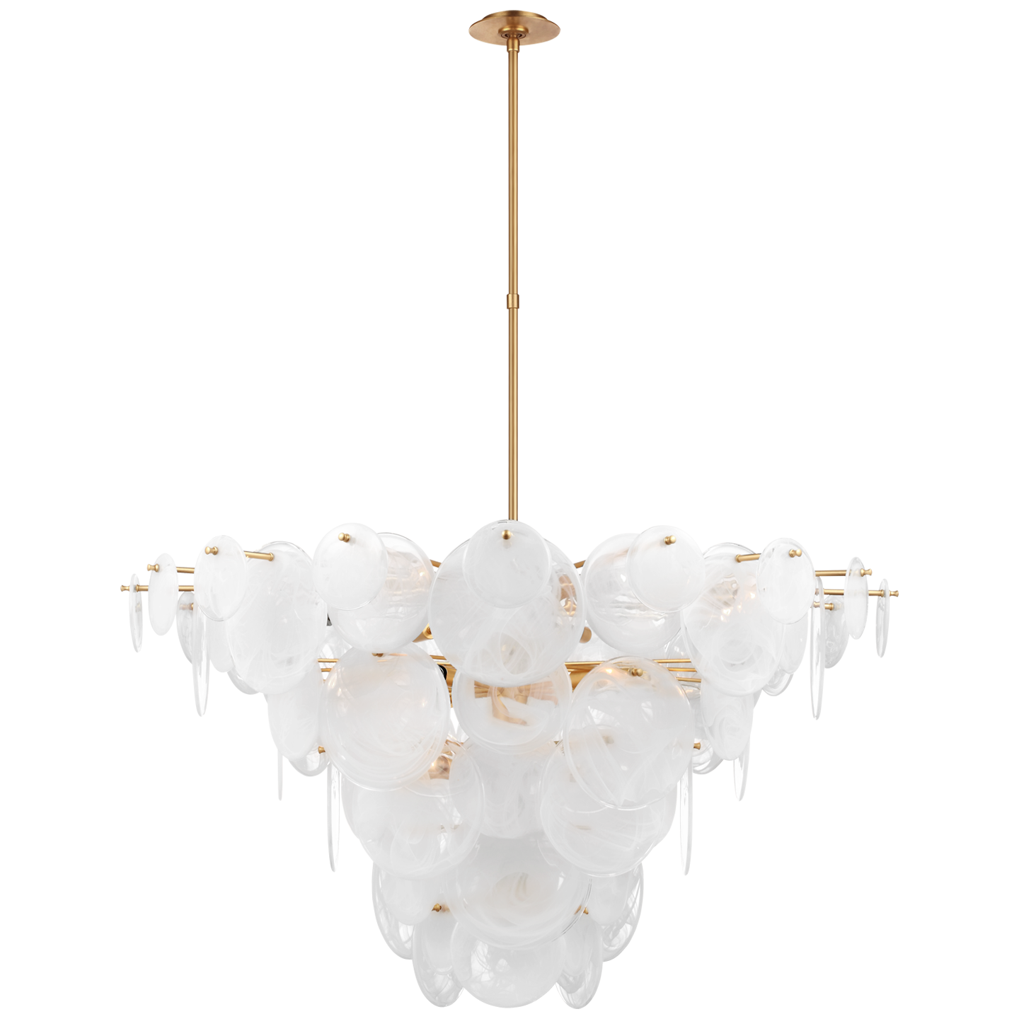 Extra großer Loire-Kronleuchter aus goldweißem, geripptem Glas