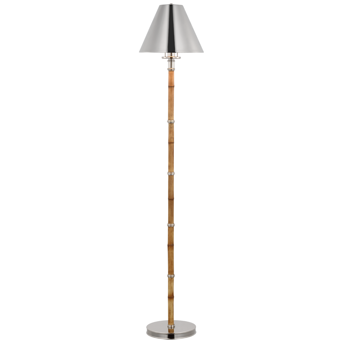 Lampadaire Dalfern Bambou Abat-Jour Nickel