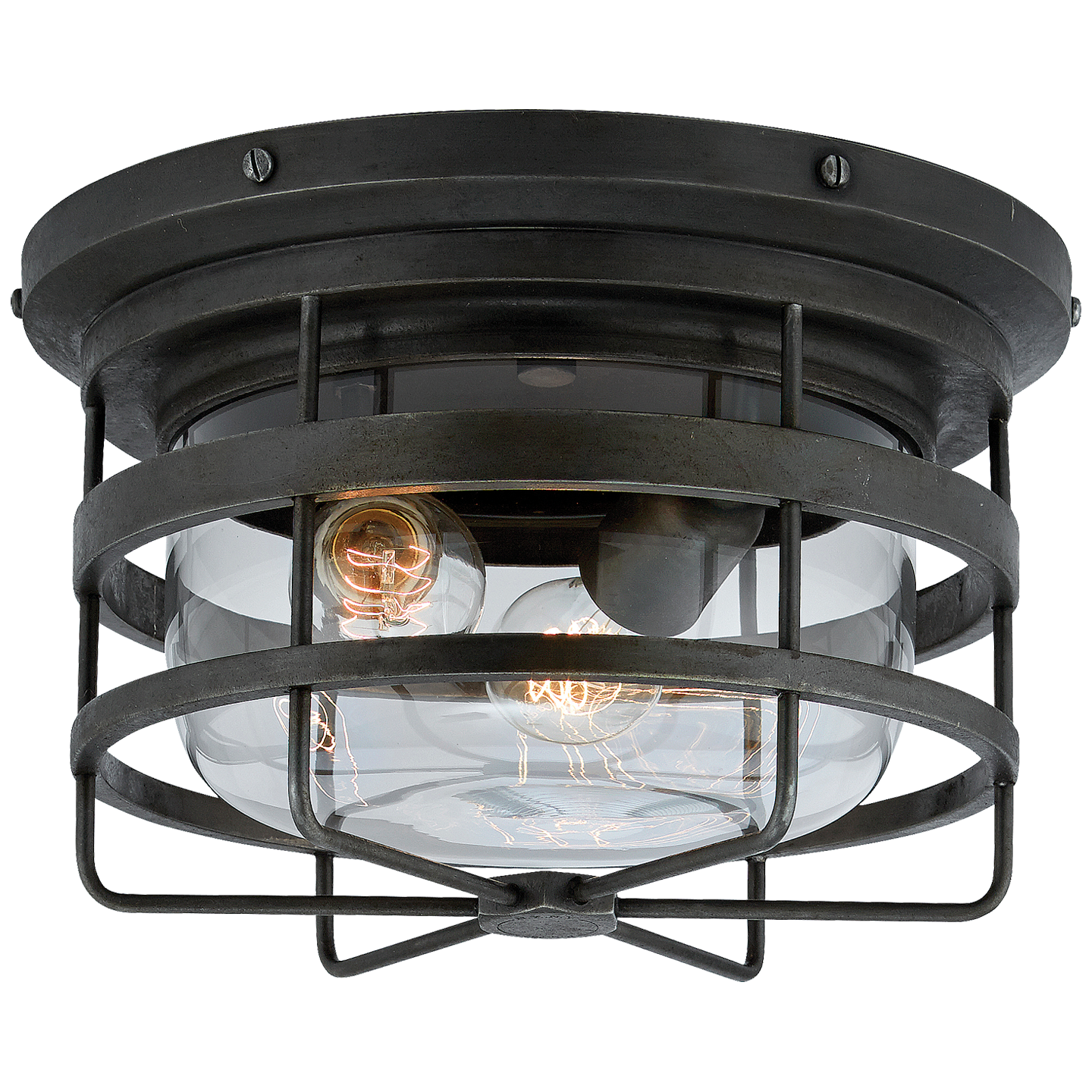 Crosby Ceiling Light Aged Iron Transparent Glass