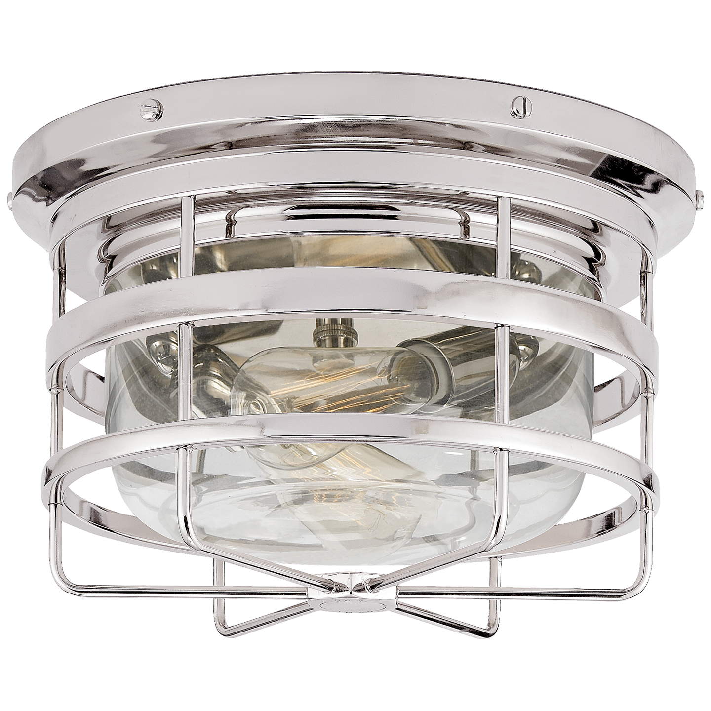 Crosby Nickel Ceiling Light Transparent Glass