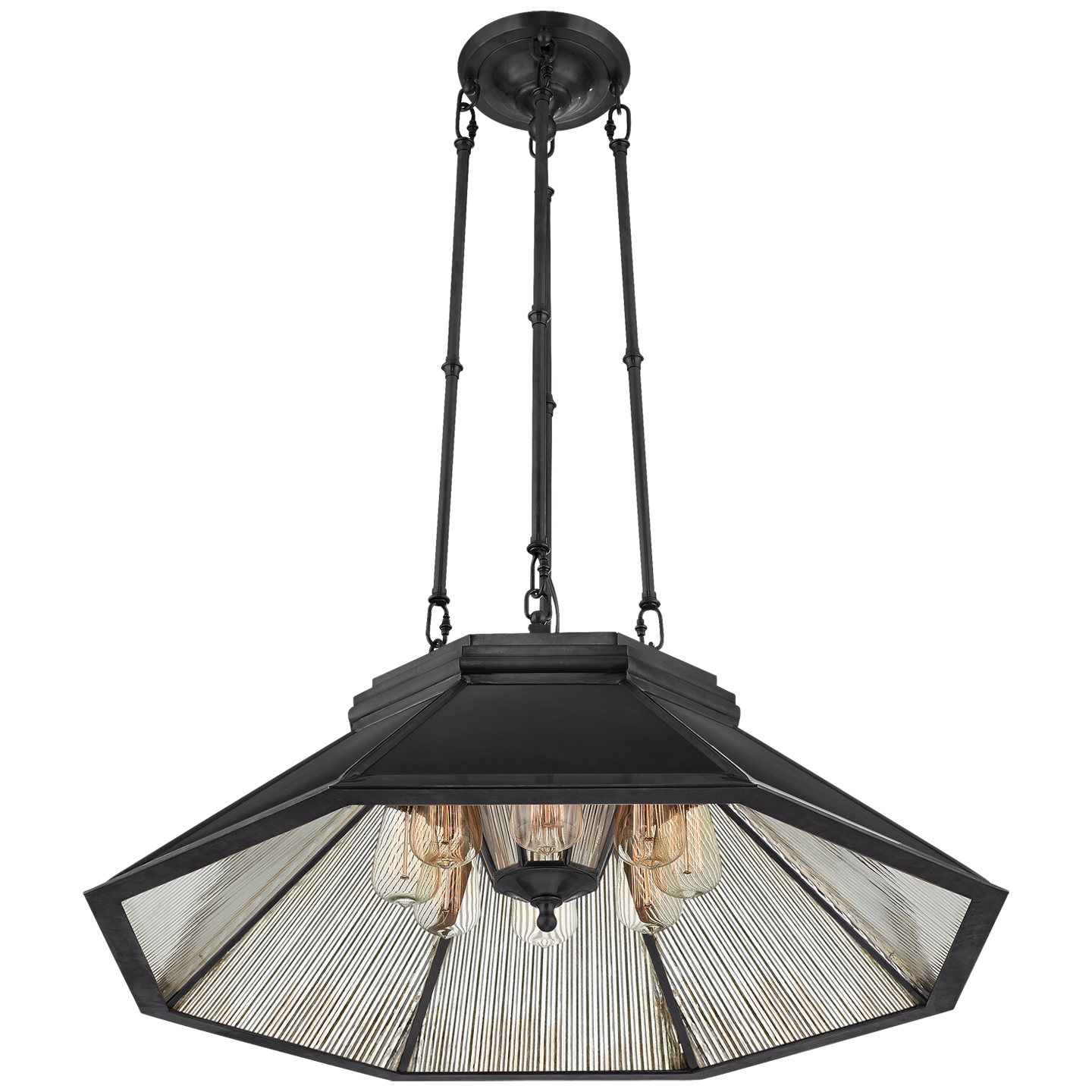 Rivington Medium Bronze Chandelier with Antique Ribbed Mirror