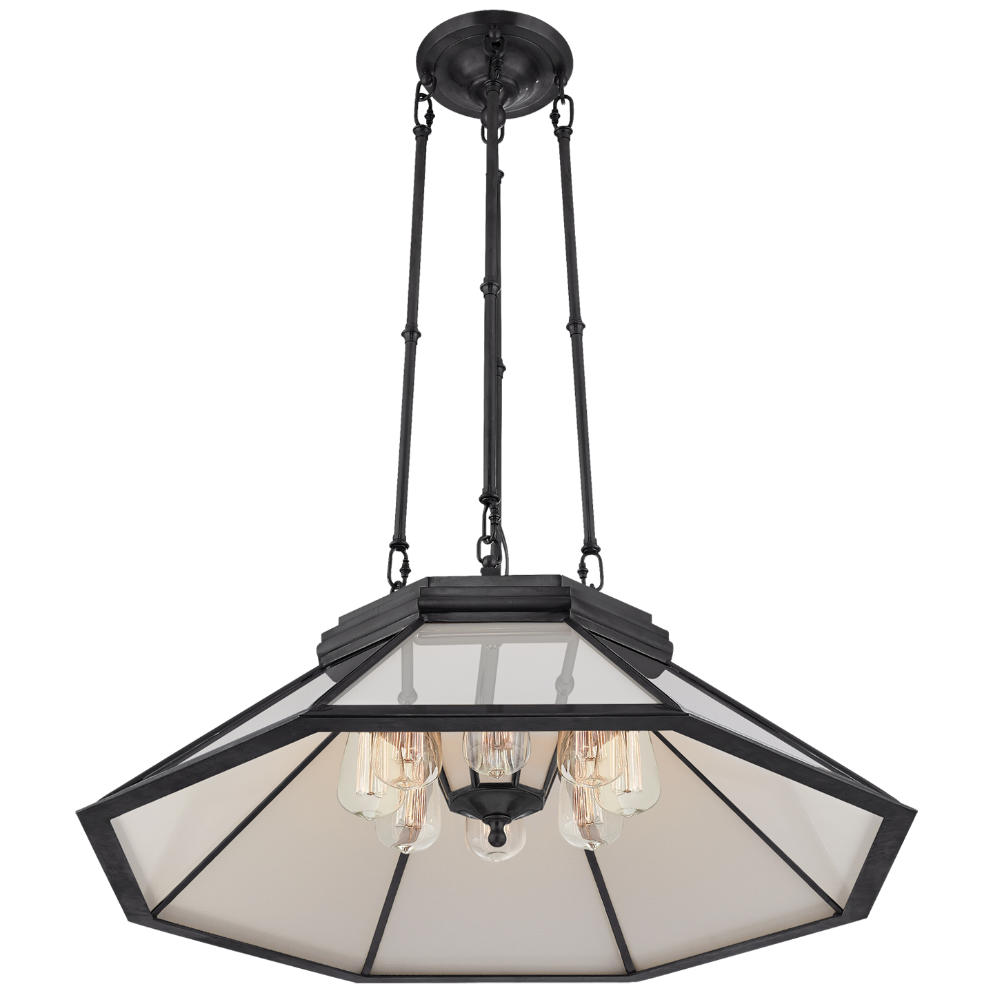 Rivington Chandelier Medium Bronze White Glass