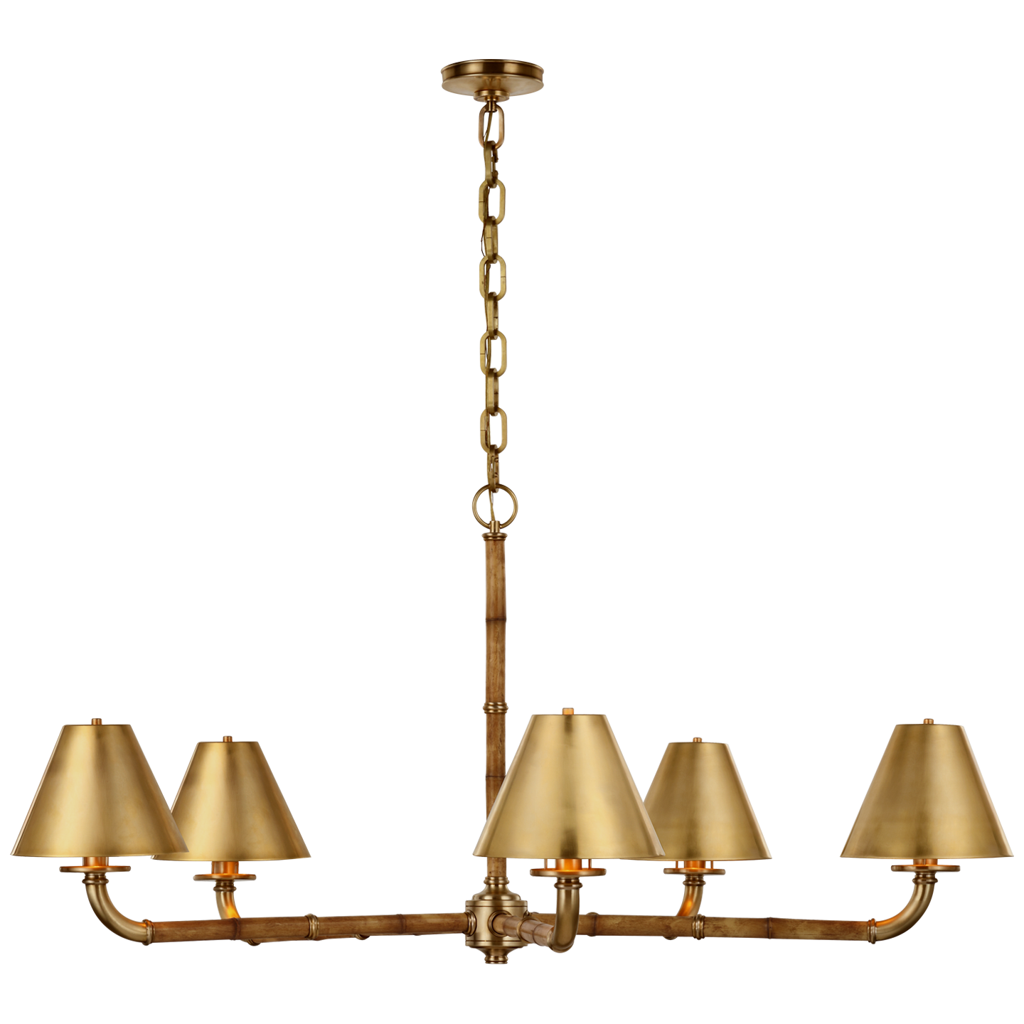 Dalfern Large Brass Chandelier with Brass Lampshade