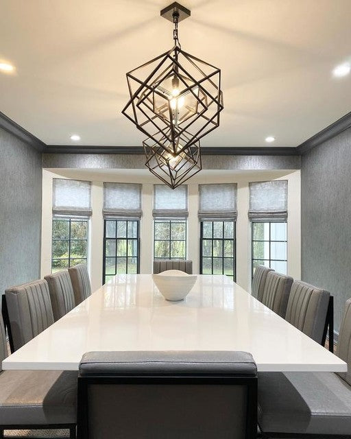 Lustre Cubist Small Fer Vieilli