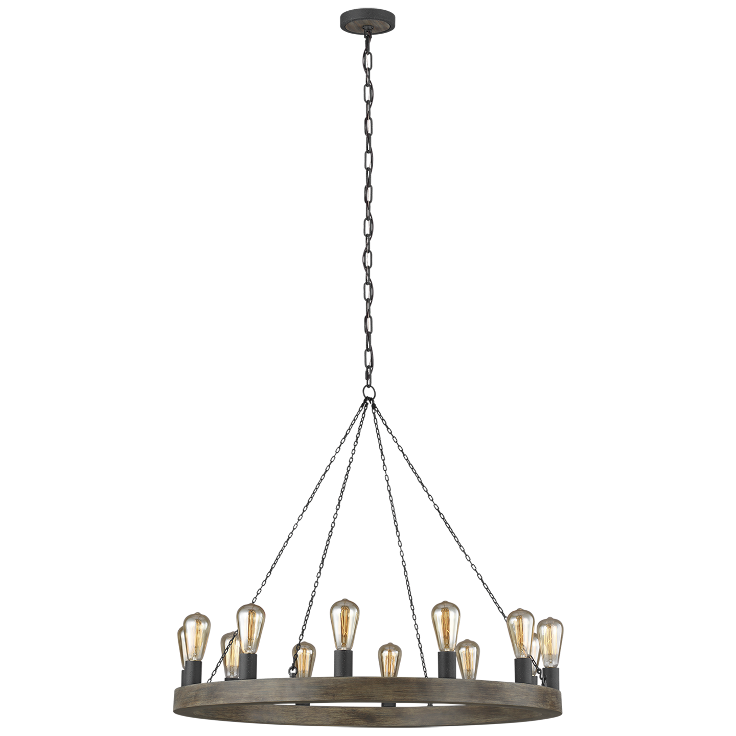 Lustre Avenir Medium Bois de chêne et fer forgé