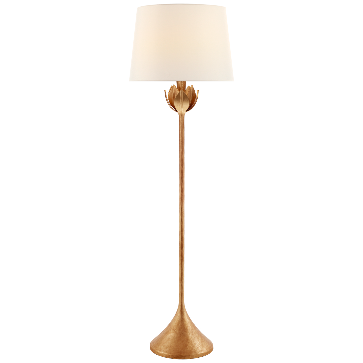 Lampadaire Alberto Large Feuille d'or antique et Lin