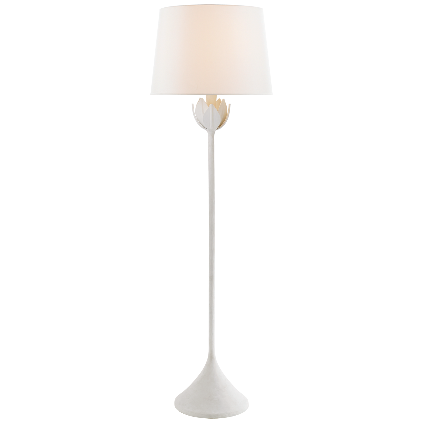 Lampadaire Alberto Large Plâtre blanc et Lin