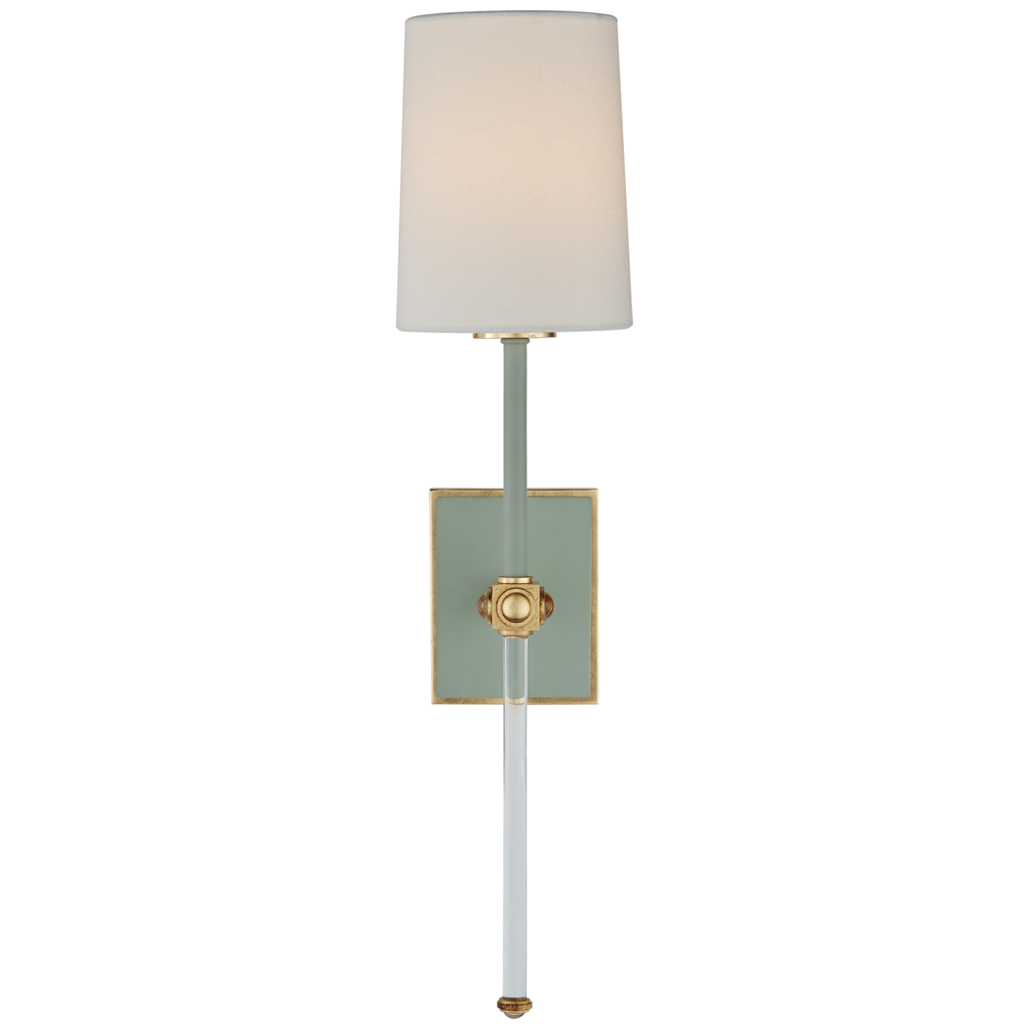 Lucia, mittelgroße Wandlampe aus Seladon-Kristall und Leinen