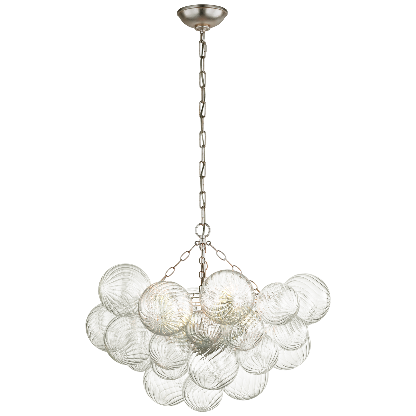 Chandelier Talia Medium Feuille d'argent bruni et Verre