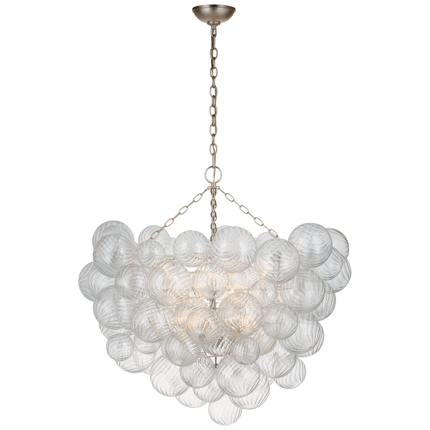 Chandelier Talia Grande Feuille d'argent bruni et Verre