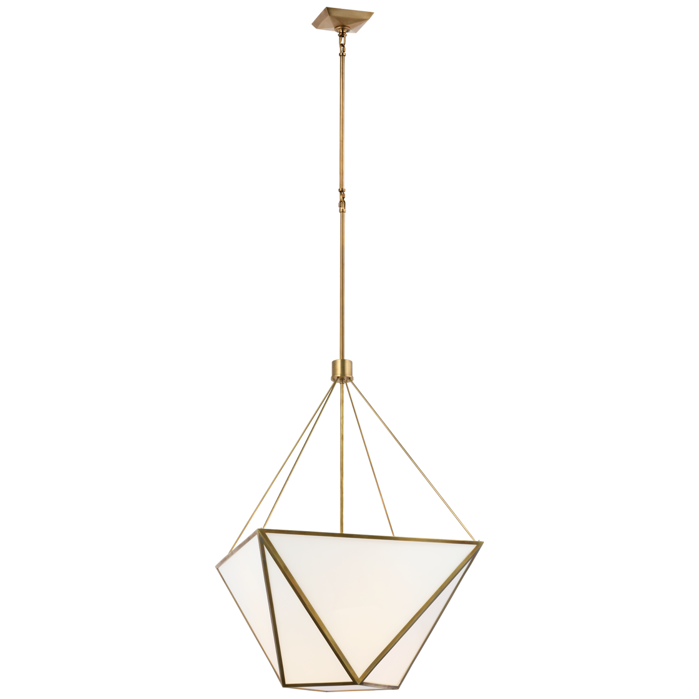 Lorino Large Lantern Pendant Light Brass and White Glass