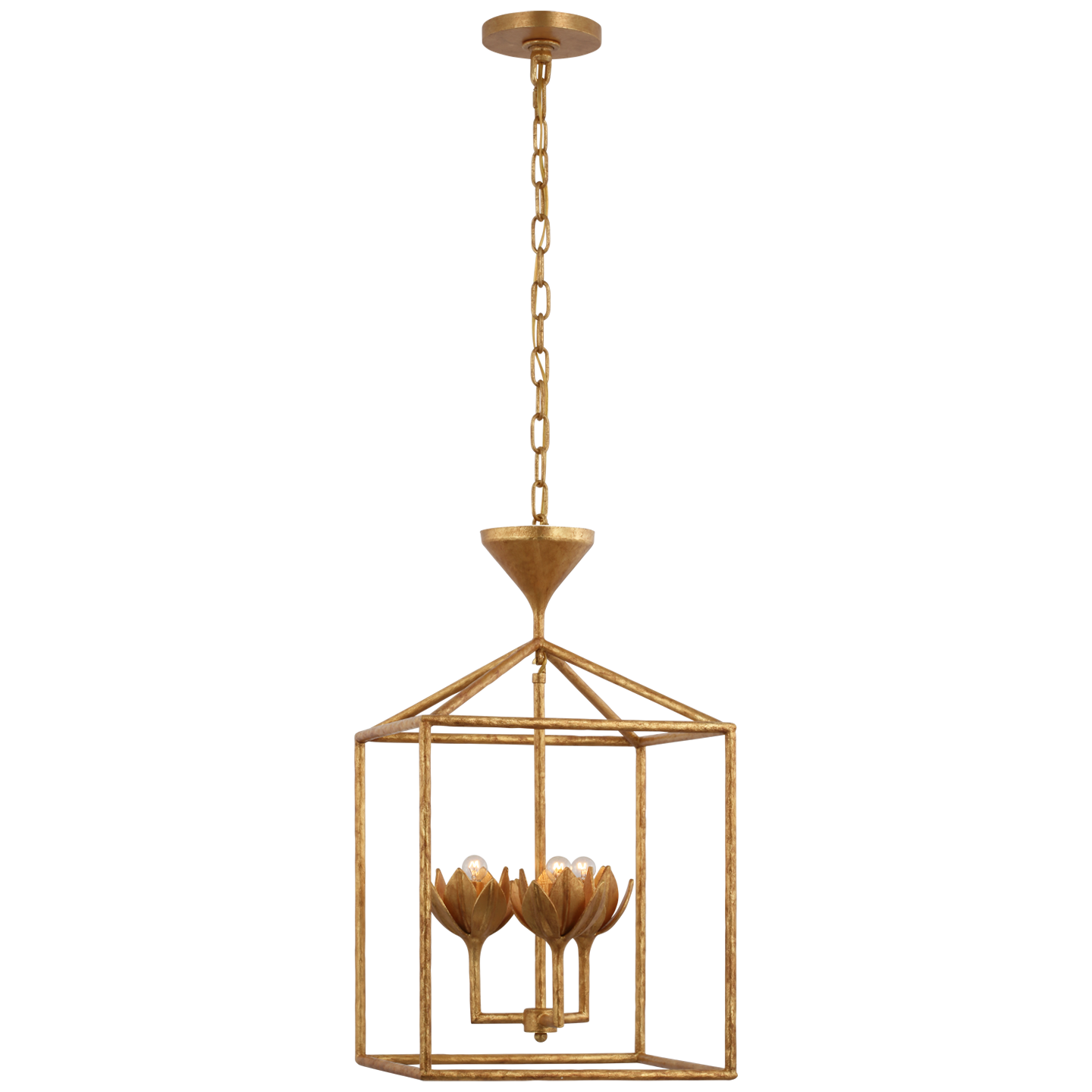 Suspension Alberto Cage Feuille d'or antique