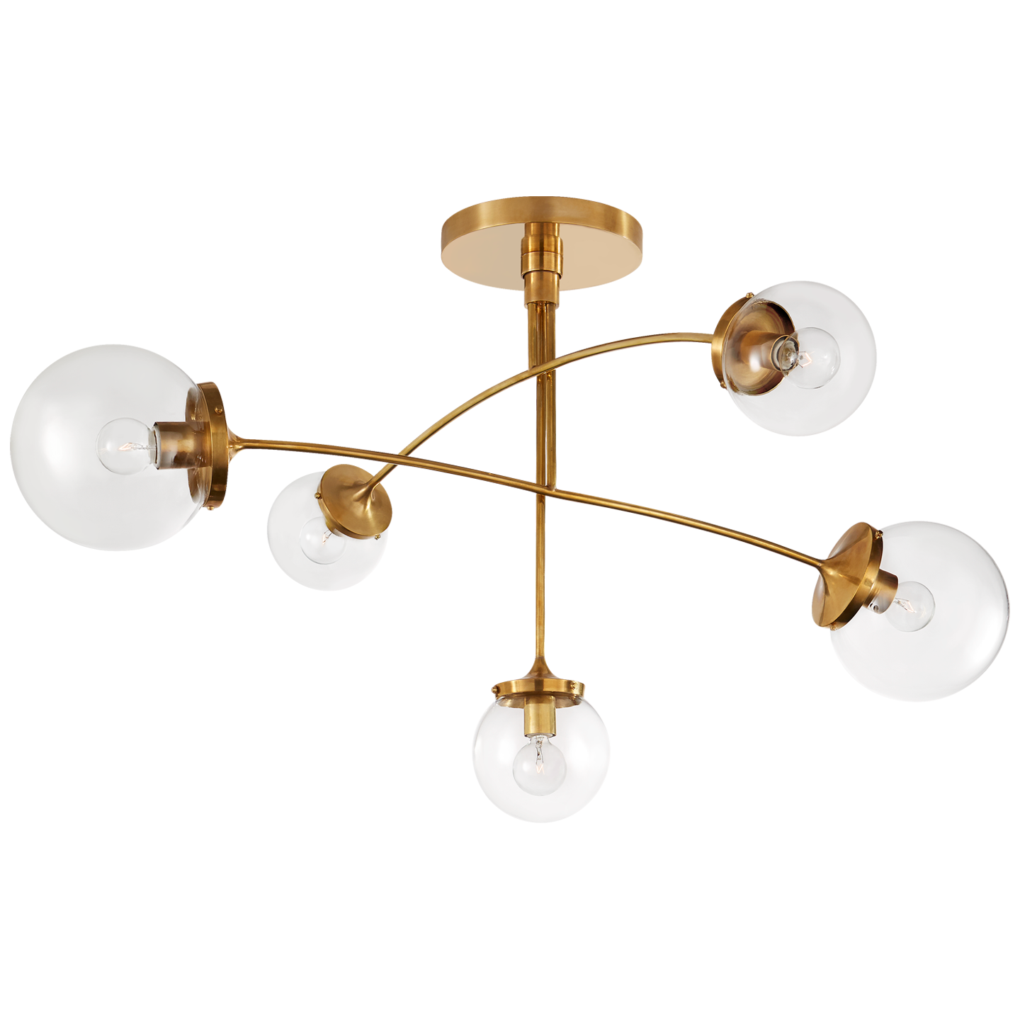 Chandelier Prescott Mobile Medium Verre transparent / Laiton