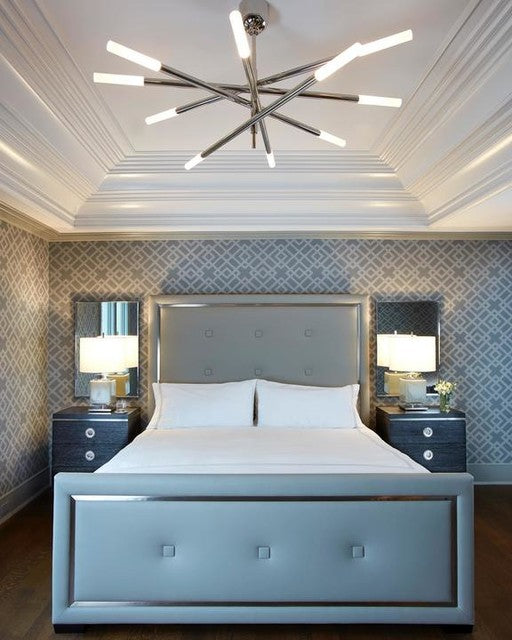 Rousseau-Kronleuchter mit 10 Lichtern aus Nickel und graviertem Kristall