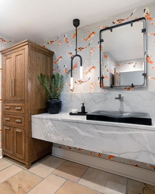 Rousseau Pendelleuchte, asymmetrischer Bronze-gravierter Kristall