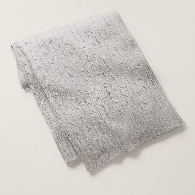 Plaid Cable Cashmere twisted Dark Heather Gray