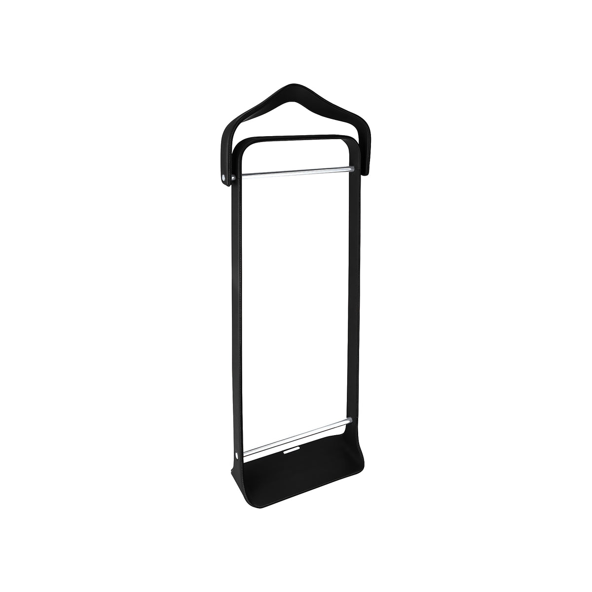 Valet de chambre Brennan cuir noir et nickel, fond blanc