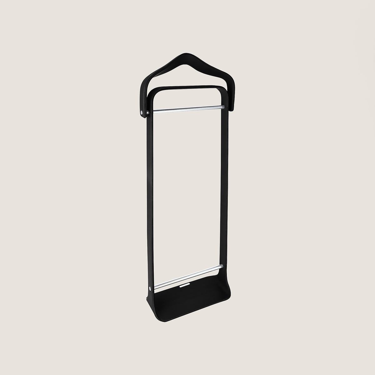 Valet de chambre Brennan en cuir noir et nickel, Ralph Lauren Home