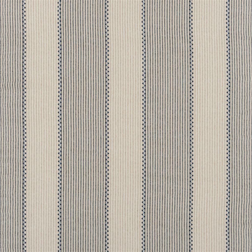 Carleigh Embroidered Ticking - Denim