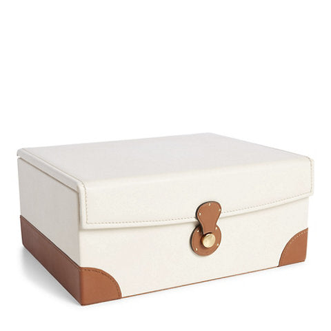 Scatola Ryan in pelle color crema/sella