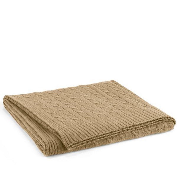 Plaid Cable Cashmere Twisted Burnished Chamois