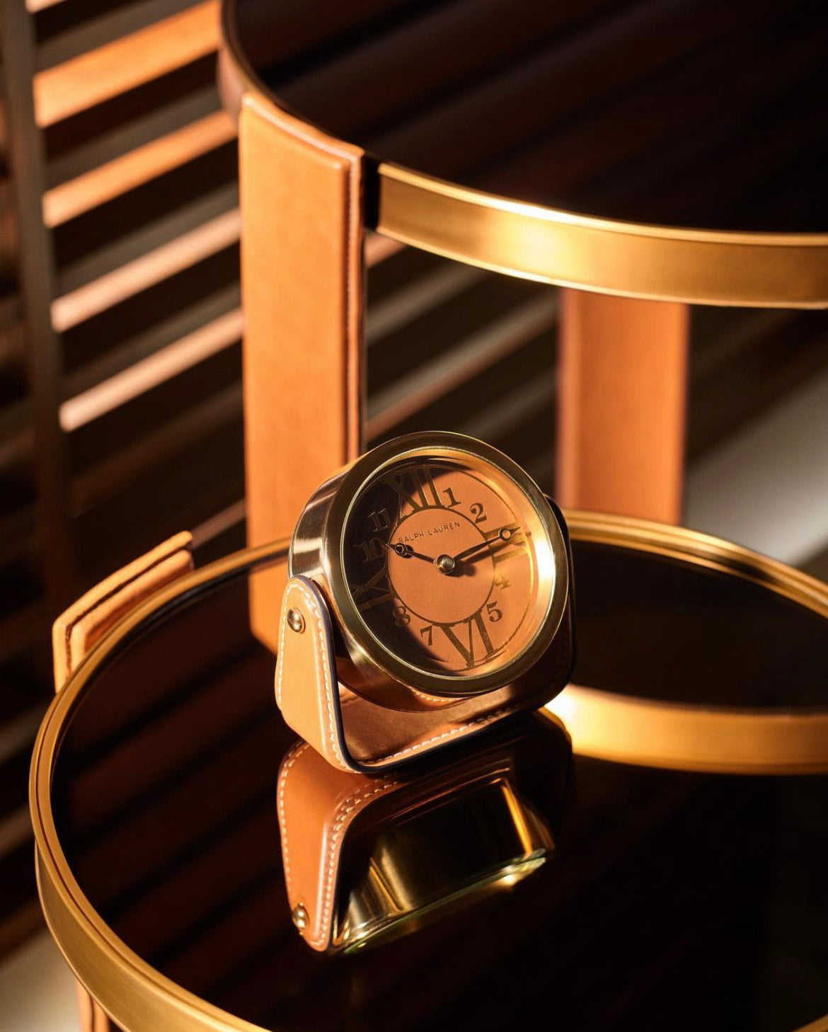 Brennan Brown Leather Clock