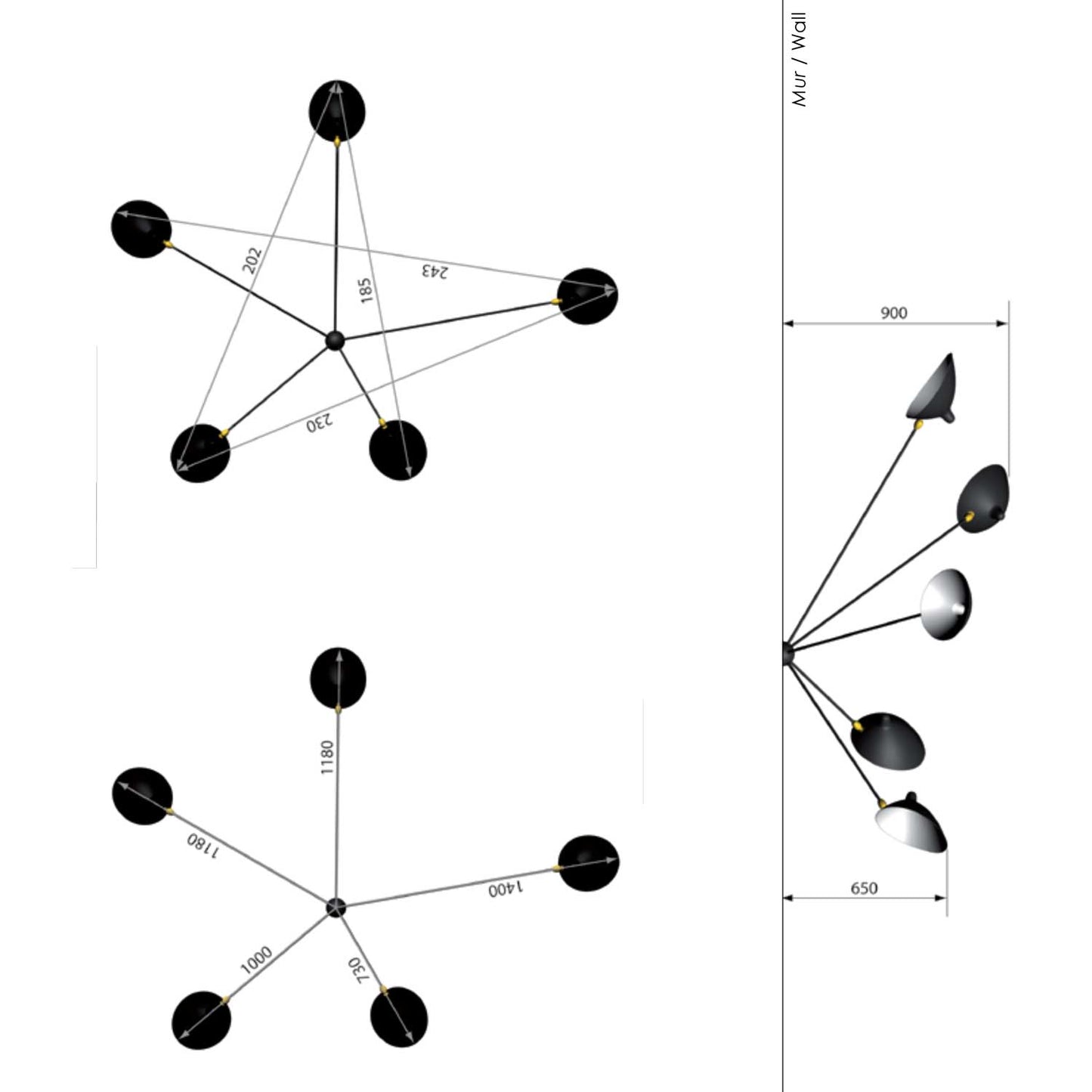 Spider Wall Lamp 5 Arms