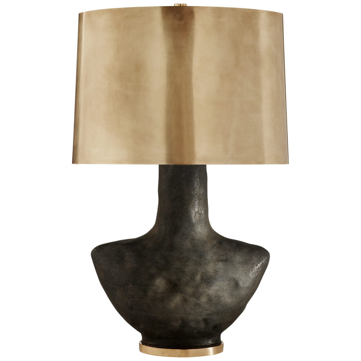 Armato Tischlampe, kleines Modell – schwarze Keramik und brüniertes Messing