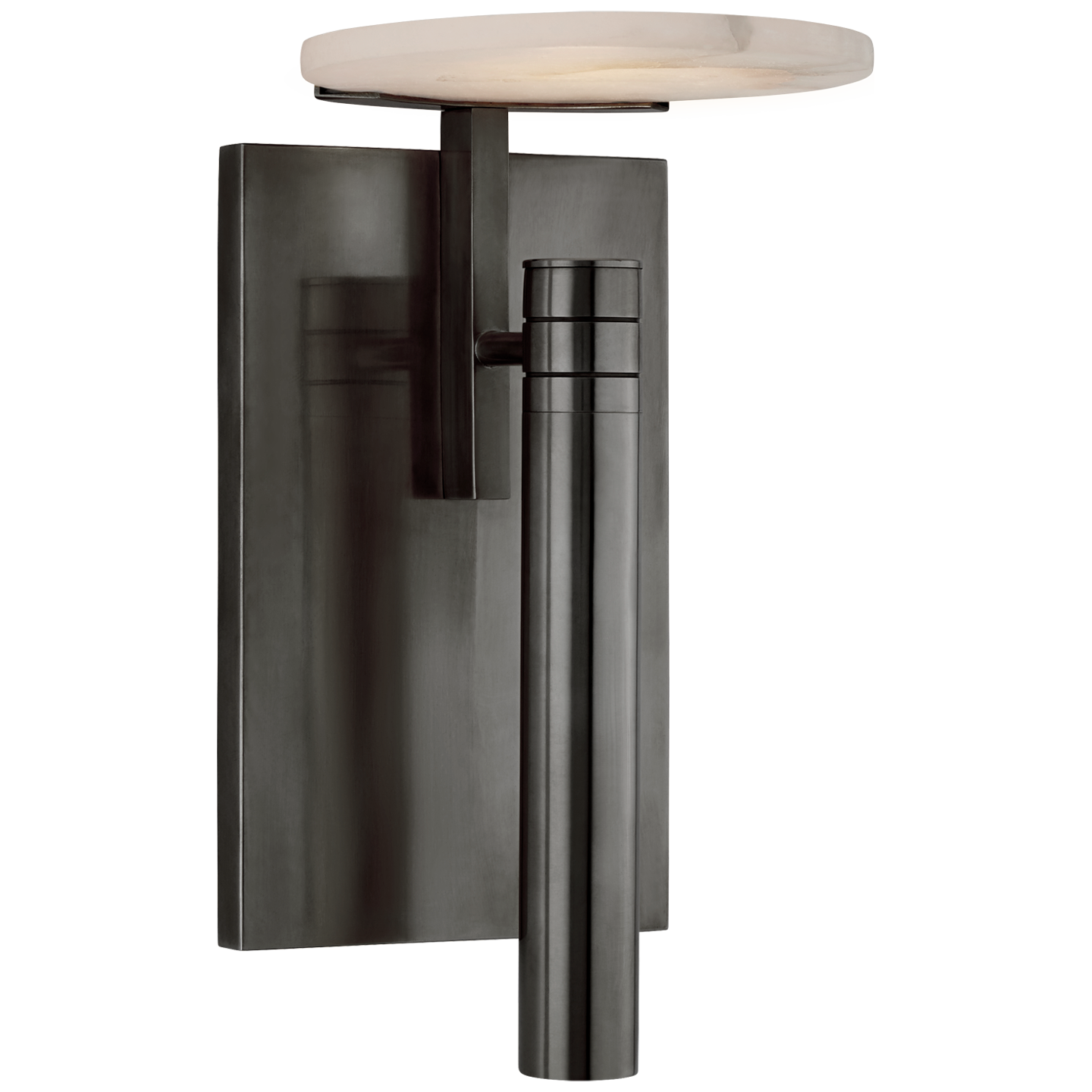 Melange-Wandleuchte mit schwebender Scheibe – Bronze und Alabaster