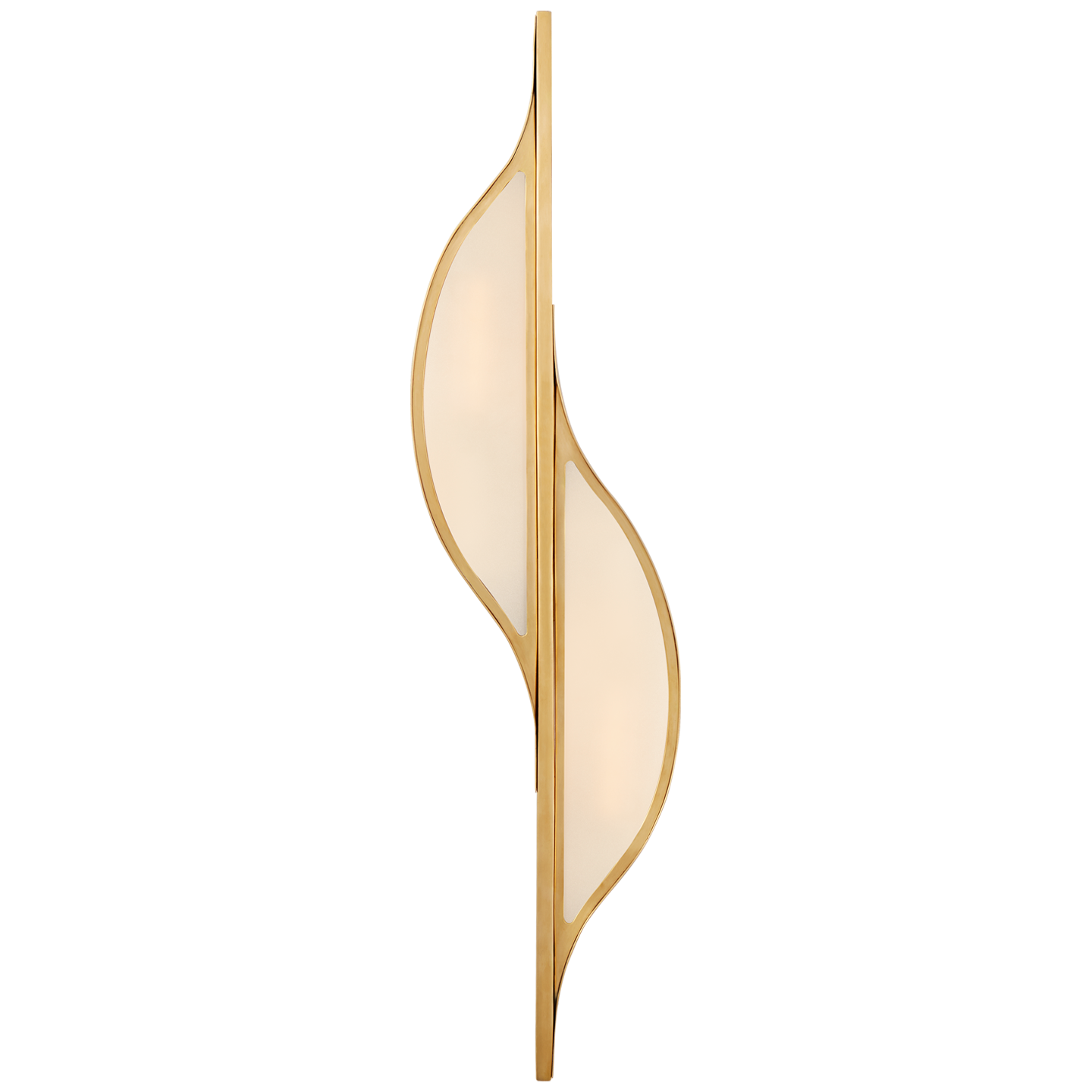 Avant Large curved frosted glass wall light - Brass