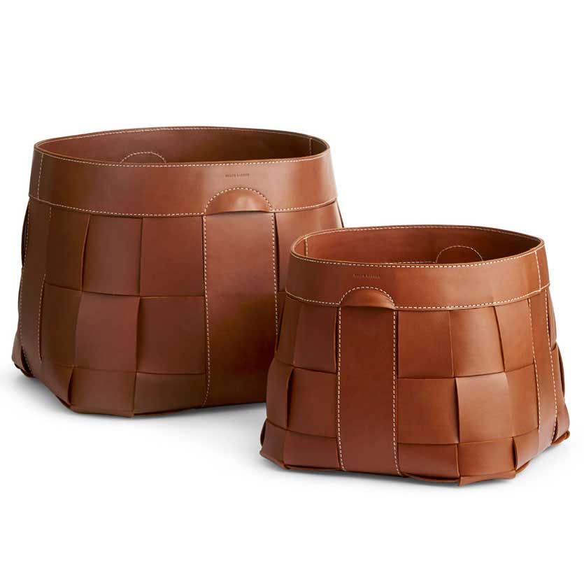 Hailey Brown Leather Basket