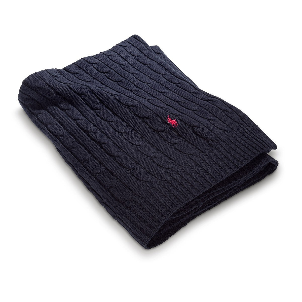 Plaid Cable Coton Bleu Marine
