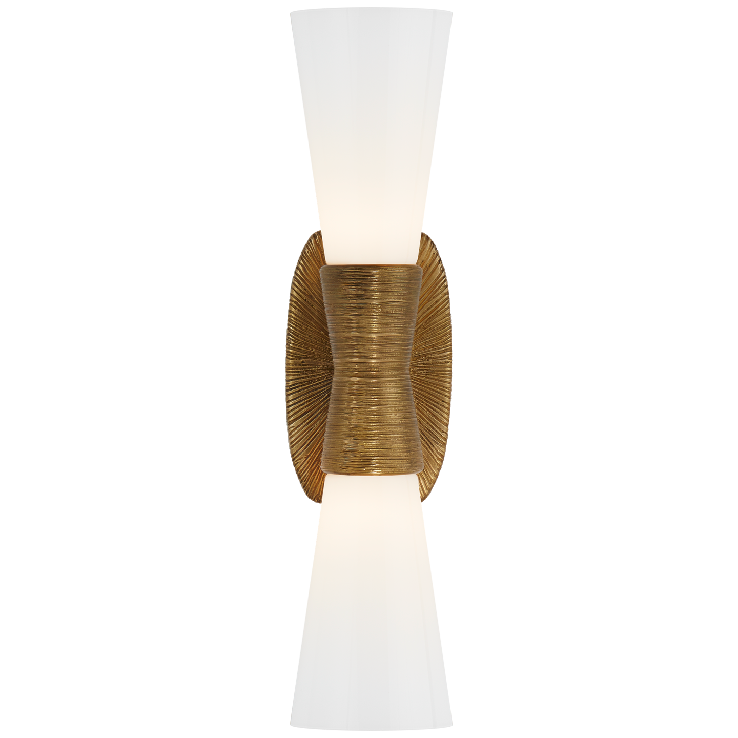 Utopia Double Small white glass wall light - Brass