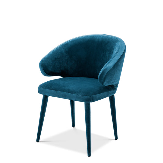 Cardinale Dining Room Chair in Teal Blue Rock Velvet 
