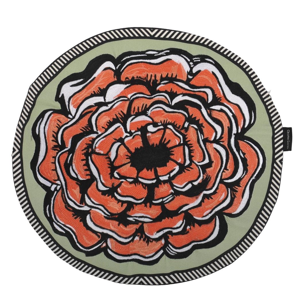 Coussin Rond Roseron Tomate