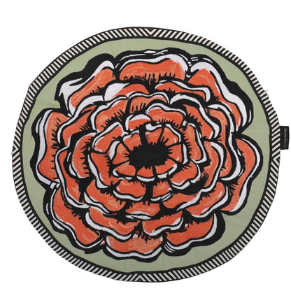 Coussin Rond Roseron Tomate