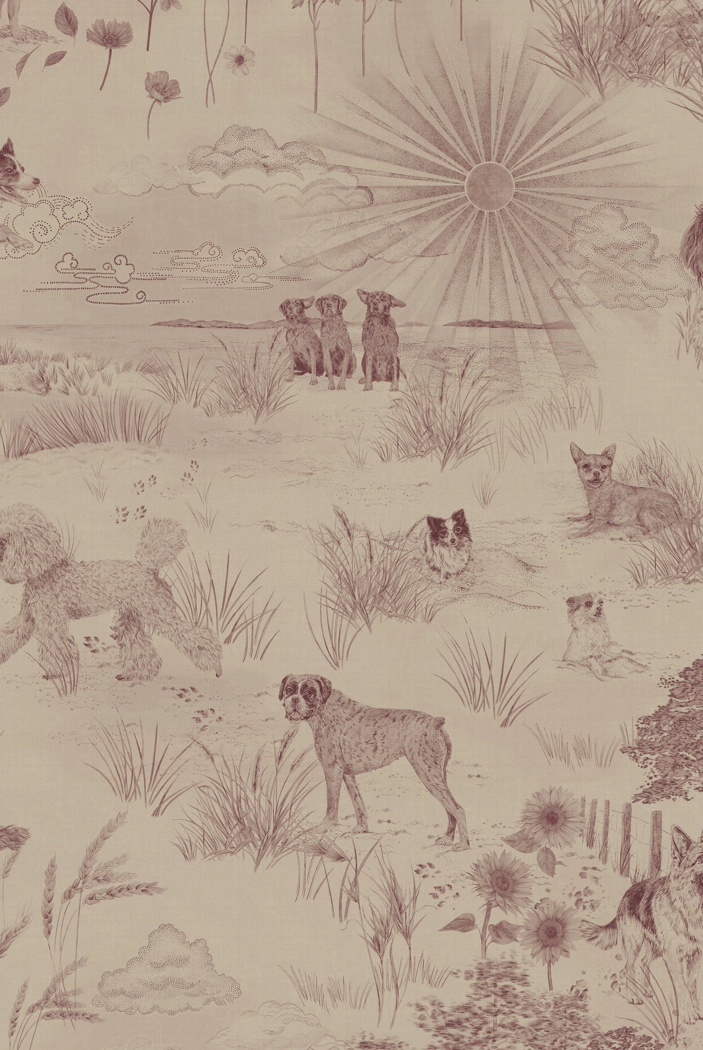 Papier Peint DOG TALES Burgandy