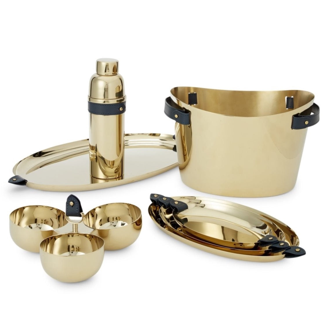 Double Gold and Navy Wyatt Champagne Bucket