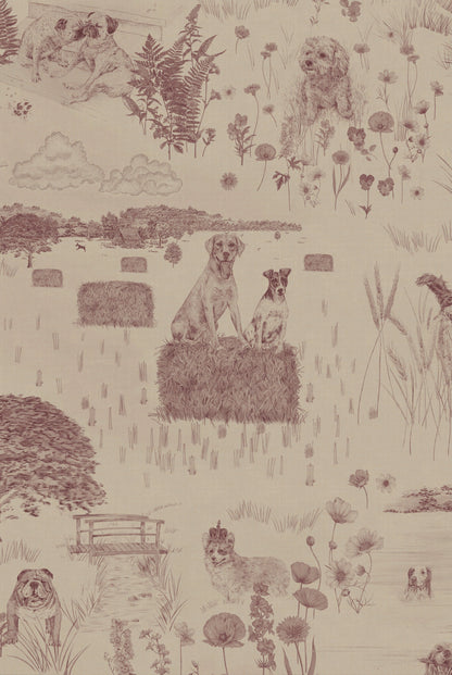 Papier Peint DOG TALES Burgandy