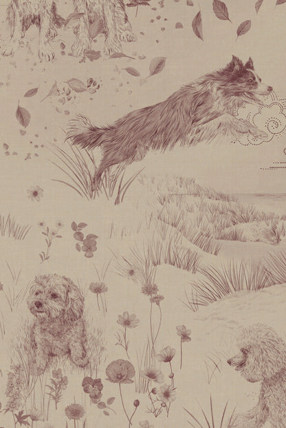 Papier Peint DOG TALES Burgandy