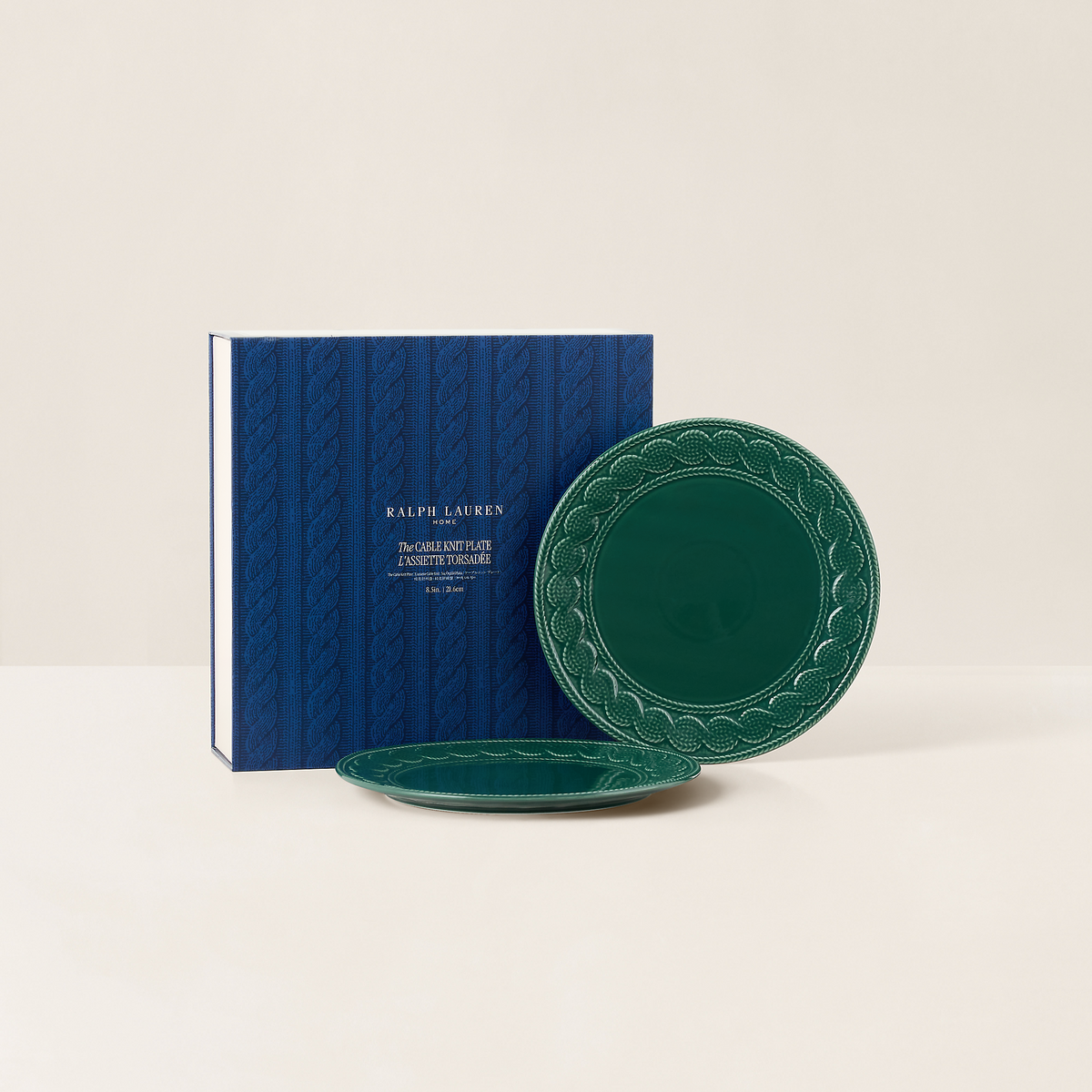 Coffret d'assiettes céramique Cableknit Green