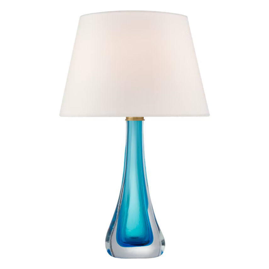 Lampe de table Christa Verre bleu céruléen et Lin